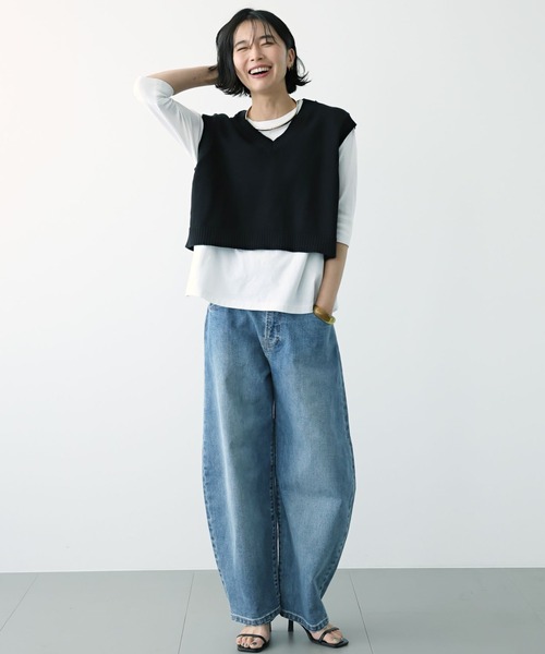 BARNYARDSTORM（バンヤードストーム）の「BARNYARDSTORM / コンパクトベスト /ハンドウォッシャブル（ニット/セーター・レディース・ブラック/ホワイト・1/0）」の19枚目の写真