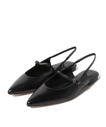 HEWN ポインテッドストラップ　スリングバック　ホワイト×黒　37.0 HEWN（ヒューン）の「＜HEWN＞スリングバック ポインテッドトゥ