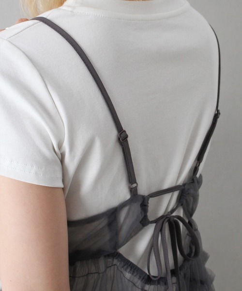 SpRay（スプレイ）の「チュールキャミチュニック（キャミソール・レディース・アイボリー/ブラック/チャコールグレー・FREE）」の13枚目の写真