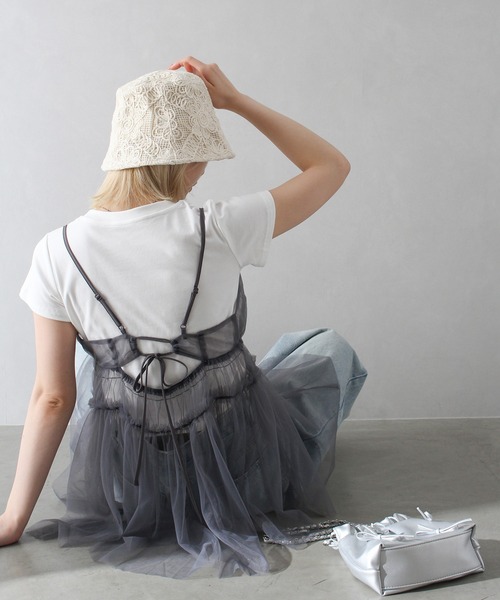 SpRay（スプレイ）の「チュールキャミチュニック（キャミソール・レディース・アイボリー/ブラック/チャコールグレー・FREE）」の20枚目の写真