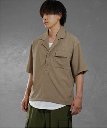 【MinoriTY】楊柳5分袖ポロシャツ メンズ 開襟シャツ 夏服