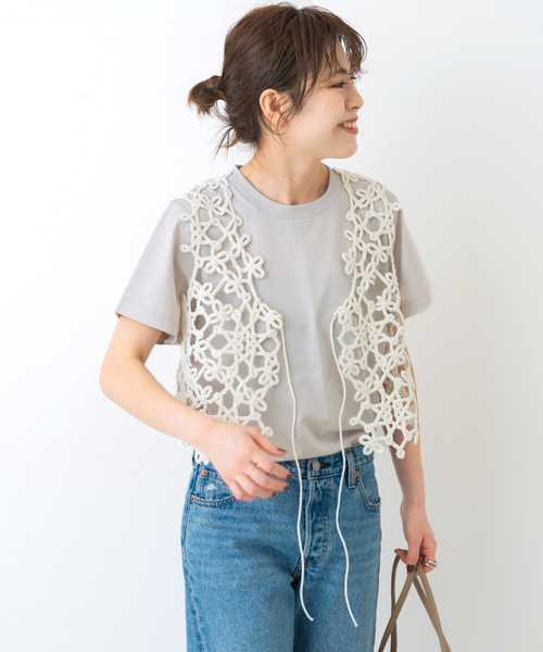 セール】エンブロイダリーショートジレ（ベスト）｜Spick & Span