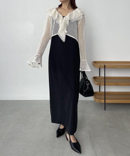 ブラウス シャツ メッシュフリルブラウス レディース N.Natural Beauty Basic ブラウス シャツ メッシュフリル
