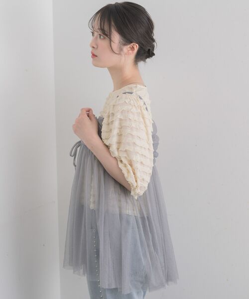 RETRO GIRL（レトロガール）の「タックチュールビスチェ（キャミソール・レディース・オフホワイト/ブラック/ライトグレー・FREE）」の9枚目の写真