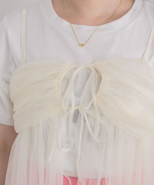 RETRO GIRL（レトロガール）の「タックチュールビスチェ（キャミソール・レディース・オフホワイト/ブラック/ライトグレー・FREE）」の7枚目の写真