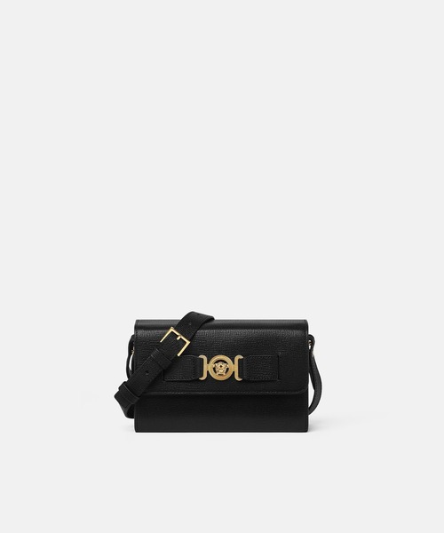 VERSACE メデューサ ビギーバロッコメッセンジャーバック メドゥーサ ビギー クロスボディ バッグ ブラック,ゴールド