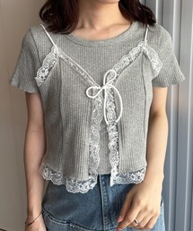 レースビスチェTシャツアンサンブル