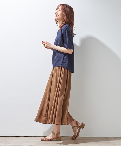 Petit Honfleur(プチオンフルール)の「サッカーストライプTシャツ(Tシャツ/カットソー・レディース・モカ/ブルー/ネイビー・M/L)」の18枚目の写真