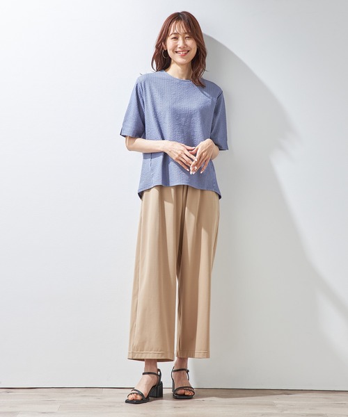 Petit Honfleur(プチオンフルール)の「サッカーストライプTシャツ(Tシャツ/カットソー・レディース・モカ/ブルー/ネイビー・M/L)」の15枚目の写真