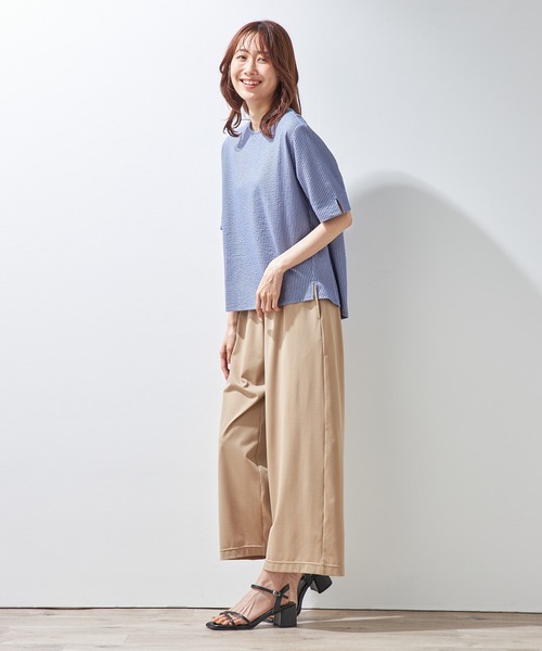 Petit Honfleur(プチオンフルール)の「サッカーストライプTシャツ(Tシャツ/カットソー・レディース・モカ/ブルー/ネイビー・M/L)」の14枚目の写真