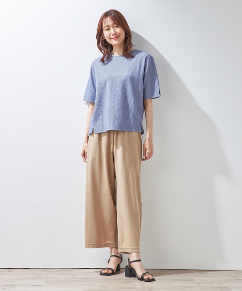 Petit Honfleur(プチオンフルール)の「サッカーストライプTシャツ(Tシャツ/カットソー・レディース・モカ/ブルー/ネイビー・M/L)」の13枚目の写真