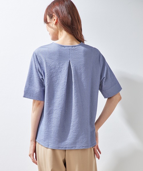 Petit Honfleur(プチオンフルール)の「サッカーストライプTシャツ(Tシャツ/カットソー・レディース・モカ/ブルー/ネイビー・M/L)」の11枚目の写真