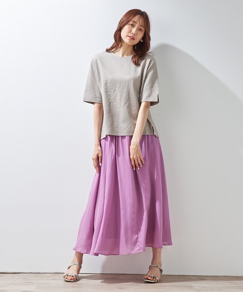 Petit Honfleur(プチオンフルール)の「サッカーストライプTシャツ(Tシャツ/カットソー・レディース・モカ/ブルー/ネイビー・M/L)」の6枚目の写真