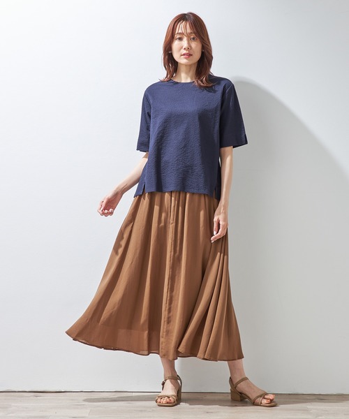 Petit Honfleur(プチオンフルール)の「サッカーストライプTシャツ(Tシャツ/カットソー・レディース・モカ/ブルー/ネイビー・M/L)」の19枚目の写真