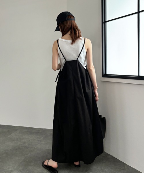 ワンピース　あいすsama ISOOK / アイスー】サイドギャザーキャミソールワンピース / ナイロン
