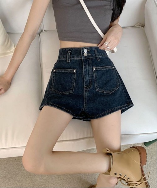 gossip！ロサンゼルス（ゴシップロサンゼルス）の「フェミニンデニムショートパンツ（デニムパンツ・レディース・ブルー・M/L/S）」の9枚目の写真