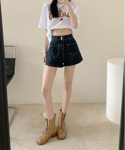 gossip！ロサンゼルス（ゴシップロサンゼルス）の「フェミニンデニムショートパンツ（デニムパンツ・レディース・ブルー・M/L/S）」の10枚目の写真