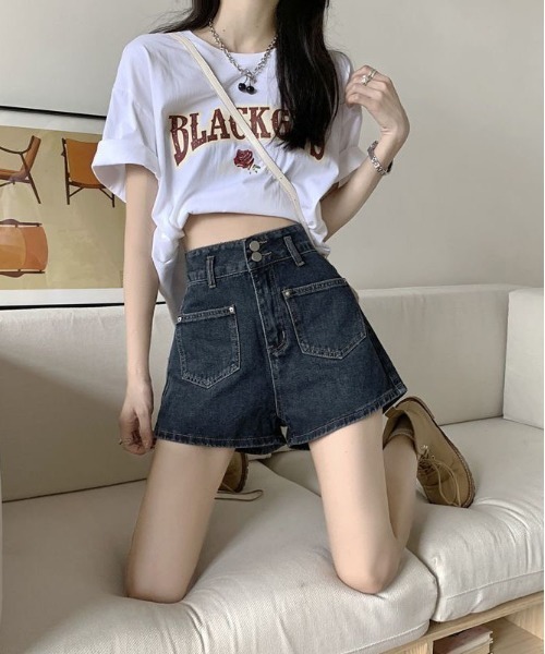 gossip！ロサンゼルス（ゴシップロサンゼルス）の「フェミニンデニムショートパンツ（デニムパンツ・レディース・ブルー・M/L/S）」の11枚目の写真