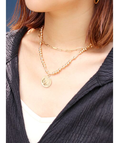 Ungrid(アングリッド)の「チェーンコンビコインネックレス(ネックレス・レディース・シルバー/ゴールド・FREE)」の1枚目の写真
