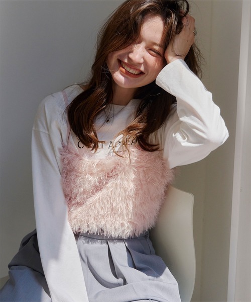 titivate(ティティベイト)の「バックリボンデザインフェザーライクキャミソールトップス(キャミソール・レディース・ブラック/グリーン/ライトピンク/ライトベージュ・FREE)」の11枚目の写真