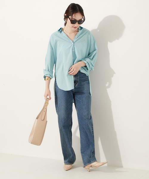 【plage】fulffy wideシャツ　ライトブルー plage】fulffy wideシャツライトブルー