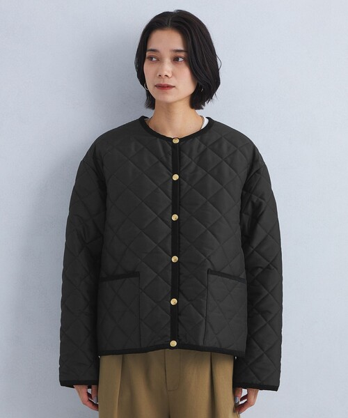 Traditional Weatherwear（トラディショナルウェザーウェア）の「【別注】＜Traditional Weatherwear＞ARKLEY Aライン キルティング ショート コート（ノーカラージャケット・レディース・ブラック/オフホワイト・32/34）」の11枚目の写真