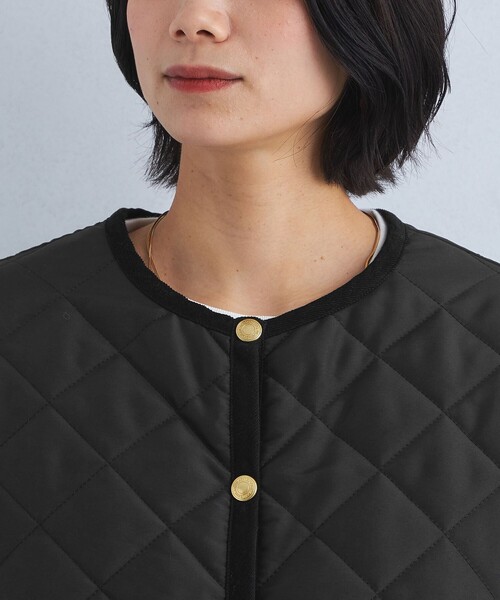 Traditional Weatherwear（トラディショナルウェザーウェア）の「【別注】＜Traditional Weatherwear＞ARKLEY Aライン キルティング ショート コート（ノーカラージャケット・レディース・ブラック/オフホワイト・32/34）」の14枚目の写真