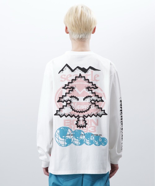 MANASTASH(マナスタッシュ)の「MANASTASH/マナスタッシュ/ RE:CTN L/S TEE TREE/ロンTツリー(Tシャツ/カットソー・メンズ・ピンク/ブラック/ホワイト・L/M/S/XL)」の8枚目の写真