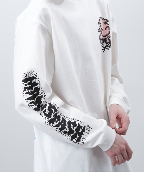 MANASTASH(マナスタッシュ)の「MANASTASH/マナスタッシュ/ RE:CTN L/S TEE TREE/ロンTツリー(Tシャツ/カットソー・メンズ・ピンク/ブラック/ホワイト・L/M/S/XL)」の4枚目の写真