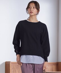 クルーネックバックスリット ニット