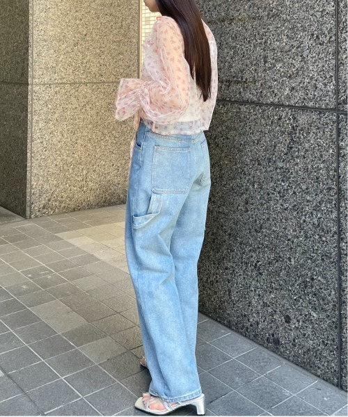 clear（クリア）の「ペインターデニムパンツ[低身長用サイズ有 カジュアル 着回し抜群]（デニムパンツ・レディース・ライトブルー/ブラック・S/M/XS）」の3枚目の写真