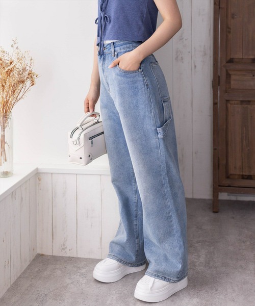 clear（クリア）の「ペインターデニムパンツ[低身長用サイズ有 カジュアル 着回し抜群]（デニムパンツ・レディース・ライトブルー/ブラック・S/M/XS）」の19枚目の写真