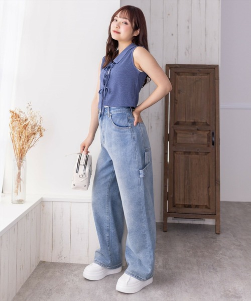 clear（クリア）の「ペインターデニムパンツ[低身長用サイズ有 カジュアル 着回し抜群]（デニムパンツ・レディース・ライトブルー/ブラック・S/M/XS）」の20枚目の写真