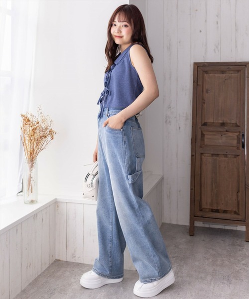 clear（クリア）の「ペインターデニムパンツ[低身長用サイズ有 カジュアル 着回し抜群]（デニムパンツ・レディース・ライトブルー/ブラック・S/M/XS）」の21枚目の写真