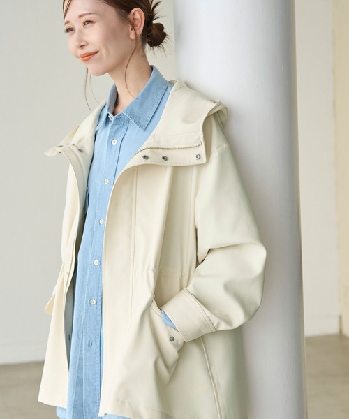 ROPE' PICNIC（ロペピクニック）の「【花粉ガード・撥水加工】ミドル丈マウンテンパーカー（マウンテンパーカー・レディース・チャコールグレー/キナリ/ダークブラウン・38）」の2枚目の写真