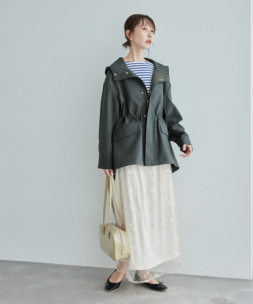 ROPE' PICNIC（ロペピクニック）の「【花粉ガード・撥水加工】ミドル丈マウンテンパーカー（マウンテンパーカー・レディース・チャコールグレー/キナリ/ダークブラウン・38）」の4枚目の写真