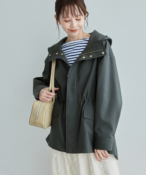 ROPE' PICNIC（ロペピクニック）の「【花粉ガード・撥水加工】ミドル丈マウンテンパーカー（マウンテンパーカー・レディース・チャコールグレー/キナリ/ダークブラウン・38）」の7枚目の写真