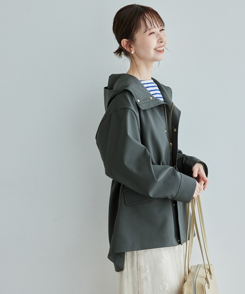 ROPE' PICNIC（ロペピクニック）の「【花粉ガード・撥水加工】ミドル丈マウンテンパーカー（マウンテンパーカー・レディース・チャコールグレー/キナリ/ダークブラウン・38）」の8枚目の写真