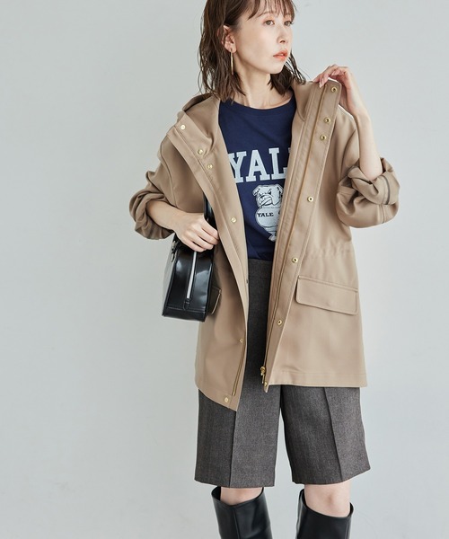 ROPE' PICNIC（ロペピクニック）の「【花粉ガード・撥水加工】ミドル丈マウンテンパーカー（マウンテンパーカー・レディース・チャコールグレー/キナリ/ダークブラウン・38）」の18枚目の写真