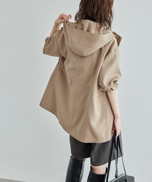 ROPE' PICNIC（ロペピクニック）の「【花粉ガード・撥水加工】ミドル丈マウンテンパーカー（マウンテンパーカー・レディース・チャコールグレー/キナリ/ダークブラウン・38）」の19枚目の写真