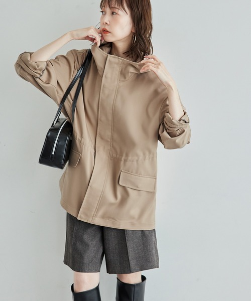 ROPE' PICNIC（ロペピクニック）の「【花粉ガード・撥水加工】ミドル丈マウンテンパーカー（マウンテンパーカー・レディース・チャコールグレー/キナリ/ダークブラウン・38）」の20枚目の写真