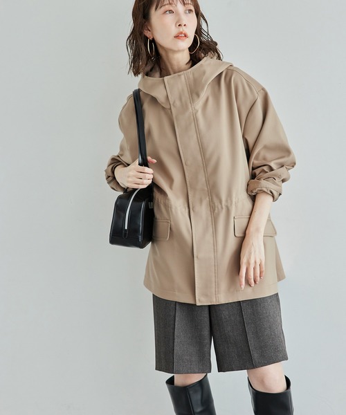 ROPE' PICNIC（ロペピクニック）の「【花粉ガード・撥水加工】ミドル丈マウンテンパーカー（マウンテンパーカー・レディース・チャコールグレー/キナリ/ダークブラウン・38）」の21枚目の写真