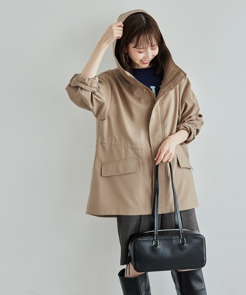 ROPE' PICNIC（ロペピクニック）の「【花粉ガード・撥水加工】ミドル丈マウンテンパーカー（マウンテンパーカー・レディース・チャコールグレー/キナリ/ダークブラウン・38）」の22枚目の写真