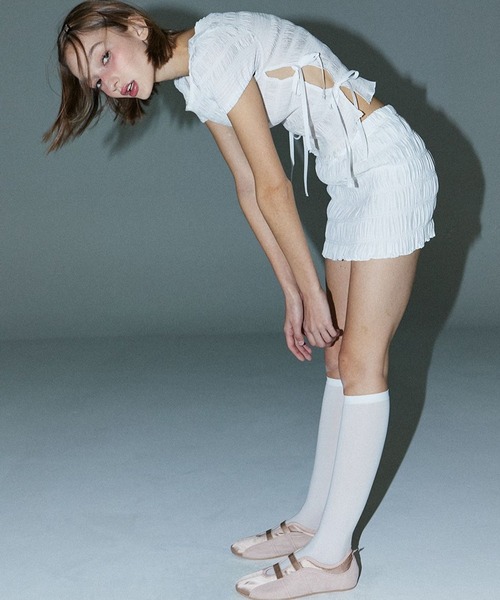 DEARSTALKER（ディアストーカー）の「DEARSTALKER／WRINKLEミニスカート（スカート・レディース・ホワイト/ブラック・FREE）」の9枚目の写真