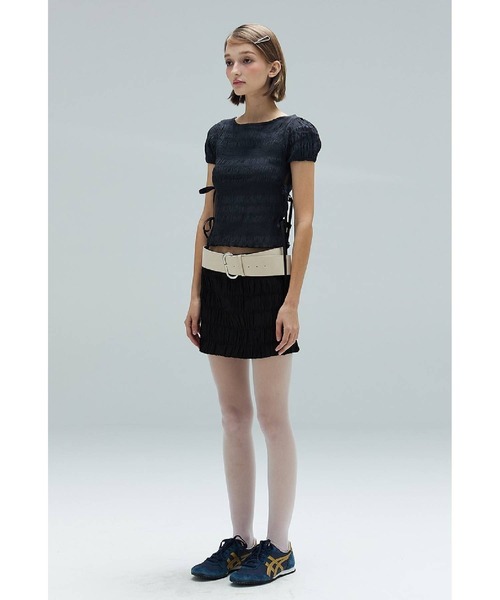 DEARSTALKER（ディアストーカー）の「DEARSTALKER／WRINKLEミニスカート（スカート・レディース・ホワイト/ブラック・FREE）」の12枚目の写真