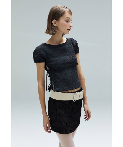 DEARSTALKER（ディアストーカー）の「DEARSTALKER／WRINKLEミニスカート（スカート・レディース・ホワイト/ブラック・FREE）」の15枚目の写真