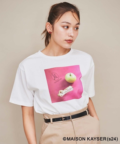 31 Sons de mode(トランテアン ソン ドゥ モード)の「【MAISON KAYSER】フォトTシャツ(Tシャツ/カットソー・レディース・オフホワイト/ブラック・フリー)」の1枚目の写真