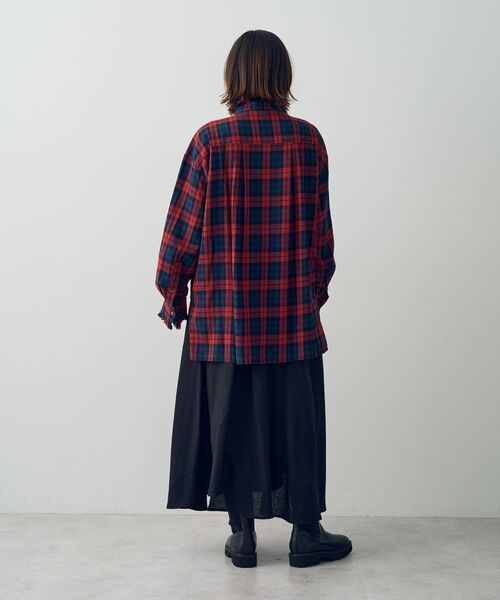 Editt by YECCA VECCA(エディットバイイェッカヴェッカ)の「チェック柄フリルデザインロングシャツ(シャツ/ブラウス・レディース・レッド/グリーン・FREE)」の12枚目の写真