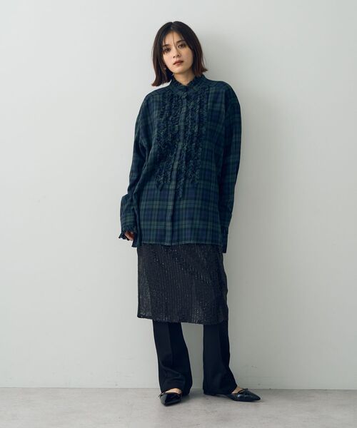 Editt by YECCA VECCA(エディットバイイェッカヴェッカ)の「チェック柄フリルデザインロングシャツ(シャツ/ブラウス・レディース・レッド/グリーン・FREE)」の19枚目の写真
