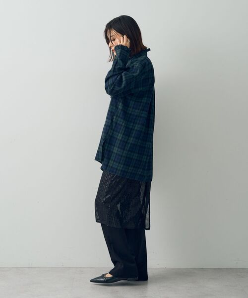 Editt by YECCA VECCA(エディットバイイェッカヴェッカ)の「チェック柄フリルデザインロングシャツ(シャツ/ブラウス・レディース・レッド/グリーン・FREE)」の21枚目の写真